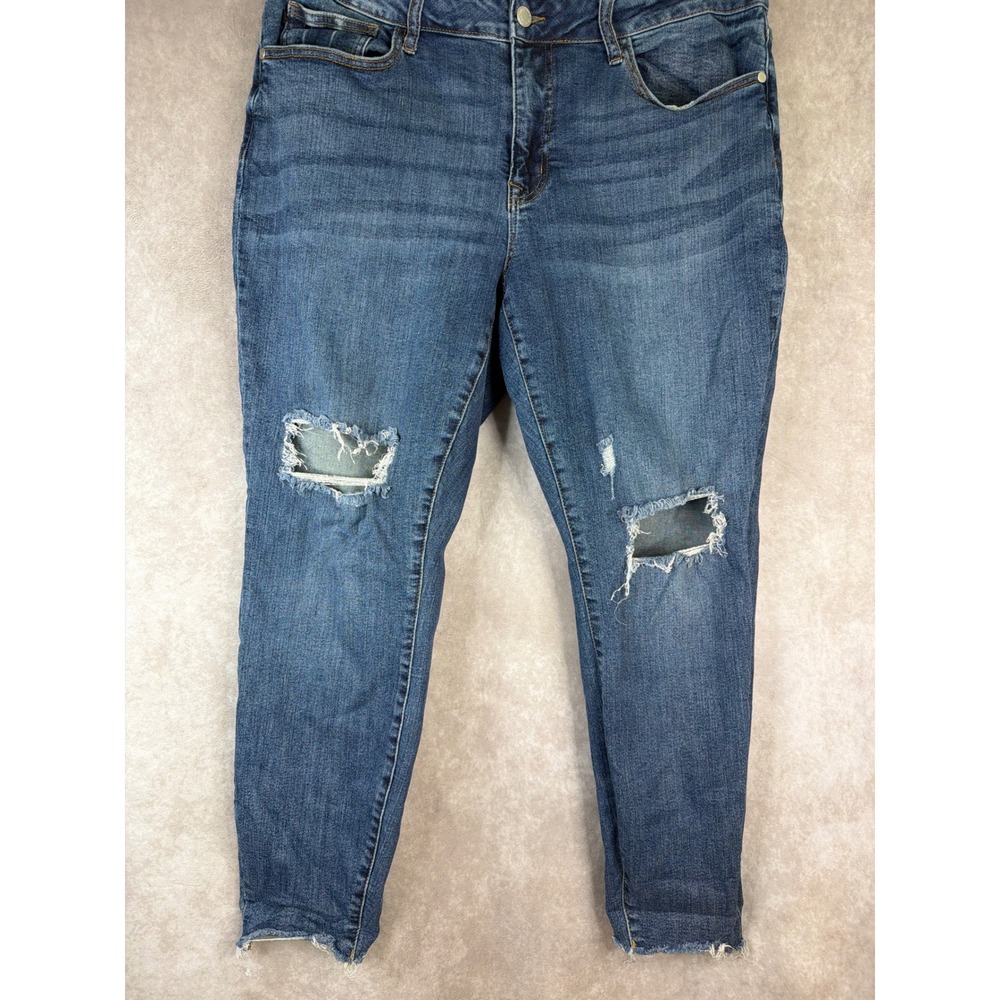 Judy Blue Skinny Jeans Womens 18W Blue Distressed Raw Hem JB8877